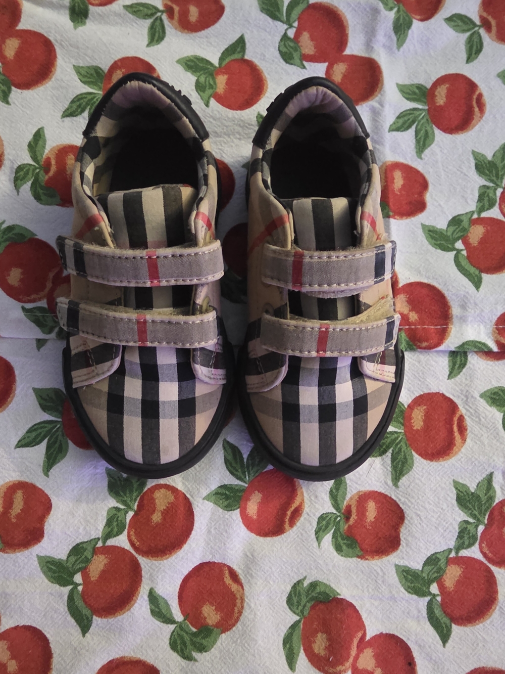 Beige Plaid Velcro Kids Burberry Shoes